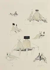 Lynn Chadwick British, Sketches for Sitting Couples, 1973, limited edition lithograph - numbered 76 from an edition of 99
