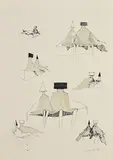 Lynn Chadwick British, Sketches for Sitting Couples, 1973, limited edition lithograph - numbered 76 from an edition of 99