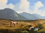 Eileen Meagher, Cows Grazing, Connemara, oil on canvas