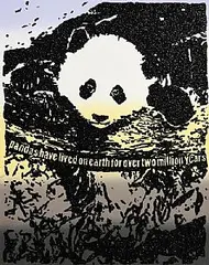 Rob Pruitt, Pandas Have Lived on Earth for Over Two Million Years, 2019, 6 colour screenprint with hand applied glitter on Somerset Satin Radiant White 410gsm Paper - number 32 from an edition of 125