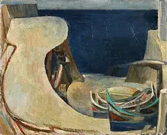 Olive Henry, Mediterranean Port, oil on board