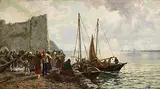Thomas Rose Miles, Morning, Galway Fish Markets, oil on canvas