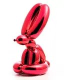 Jeff Koons, Balloon Rabbit (Red), 2017, Porcelain multiple painted in chrome, contained in the original Styrofoam-lined presentation box with silver printed signature