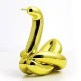 Jeff Koons, Balloon Swan (Yellow), 2017, Porcelain multiple painted in chrome, contained in the original Styrofoam-lined box with silver printed signature