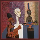 Brian Bourke Hrha Irish, Two African Carvings and Plaster Head, oil on canvas