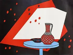 Patrick Caulfield British, Red and White Still Life, 1966, offset lithograph - number 59 from an edition of 100