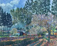 Victor Richardson, The Allotments at Montignac, 1992, pastel