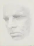 Michael Wann, Image of W.B. Yeats, 2007, charcoal on canvas