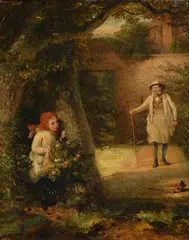 George Bernard O'Neill, Look Out, The Gardener, oil on canvas