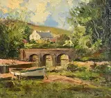 The Bridge Cushendun, Co Antrim by Maurice Canning Wilks, oil on canvas laid on board, sold Mar 2020