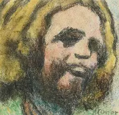 William Conor, Laughing Girl, wax crayon on paper