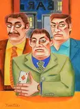 Graham Knuttel, Card Players, pastel