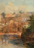 Mary Georgina Barton, Washing Clothes, Sligo Canal, watercolour