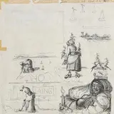 Colin Middleton, Women of Barcelona, 1973, pen and pencil on paper