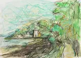 Tower by the Sea by Nancy Wynne-Jones, mixed media, offered Mar 2020