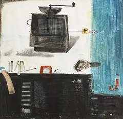 Ludmila Korol, Coffee Grinder, mixed media on paper