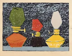 Anne Yeats, Three Lamps, limited edition lithograph - numbered 38 from an edition of 80