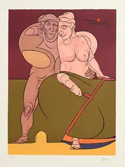 Valerio Adami, Picasso and the Neo Classical Woman, limited edition lithograph - numbered 92 from an edition of 100