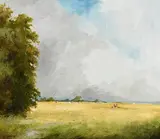 Leo Early, Playing in the Pasture, oil on canvas board