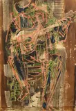 George Campbell, The Musician, 1963, mixed media on paper
