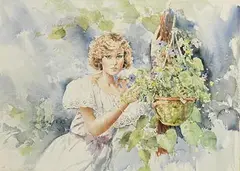 Gordon King British, The Most Beautiful Flower of All, watercolour