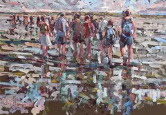 Arthur K. Maderson, Crossing the Cunnigar, mixed media on board