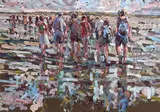 Arthur K. Maderson, Crossing the Cunnigar, mixed media on board