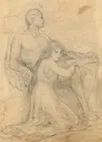 Male and Female Figures by John Butler Yeats, pencil drawing, sold Jan 2020