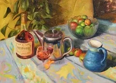 Still Life on Tabletop by Henry McGrane, oil on board, sold Jan 2020