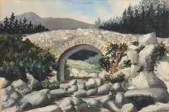 James Hall Flack, Pedlar's Bridge Mownes, 1978, watercolour