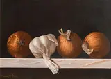 Yvonne O'Neill, Still Life - Garlic and Onion, oil on canvas