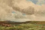 Wycliffe Egginton, Sheep Grazing in the Mountain, watercolour