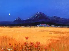 Moonlit Hayfield, Connemara by William Cunningham, oil on canvas, sold Jan 2020