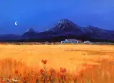 William Cunningham, Moonlit Hayfield, Connemara, oil on canvas