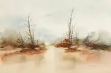 Phyllis del Vecchio, Path Through the Trees, watercolour