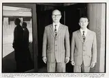 Gilbert & George, Hayward Gallery, London by John Minihan, 1987, silver gelatin print, sold Jan 2020