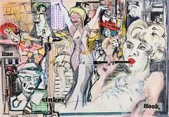 Marianne Sturtridge, Hook, Line, Sinker, 2014, mixed media on paper