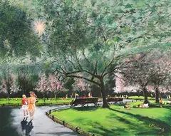 Charles Mountjoy, A Stroll in St Stephen's Green, Dublin, oil on canvas