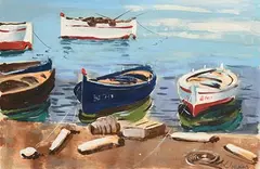 Frederic Lloveras i Herrera, Tossa De Mar Marina, gouache and oil on paper