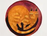 Graham Knuttel, Ginger Cat, acrylic on paper