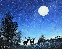 Full Moon by Andy Saunders, oil on board, sold Jan 2020