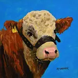 Ronald Keefer, Hereford Bull, oil on board