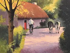 Gregory Moore, Herding them Home, oil on canvas board