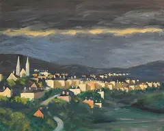 Anne O'Reilly, Evening in Clifden, oil on canvas board