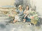 Gordon King British, Taking a Break, watercolour