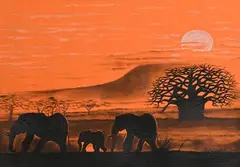 Phiri Simon, Sunset, 2014, mixed media on paper