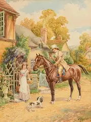 V.S. Garton, An Unexpected Meeting, watercolour