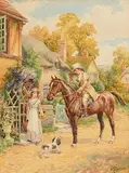 V.S. Garton, An Unexpected Meeting, watercolour