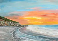 Longstrand, Winter Sunset by Pat Joe Connolly, oil on canvas, sold Jan 2020
