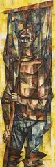 G.E. Bell, Man with Net, oil on board